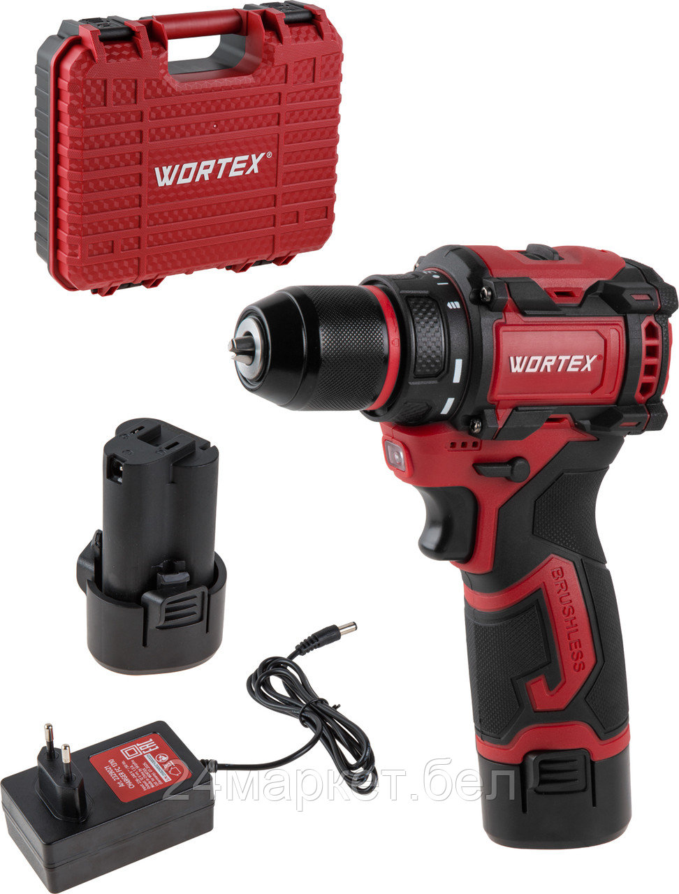 Аккум. дрель-шуруповерт WORTEX BD 1213-1 Dli в чем. 12 В, 40 Н*м, 2х2 А*ч, БЗП 10 мм (БЕСЩЁТ.ДВИГ., подсветка рабочей зоны, метал. патрон) 2329019