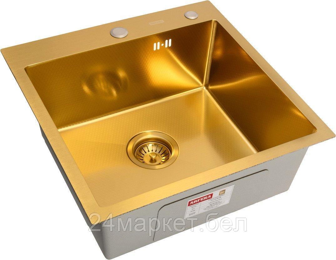 Кухонная мойка ARFEKA Eco AR 500*500 Gold PVD Nano Decor