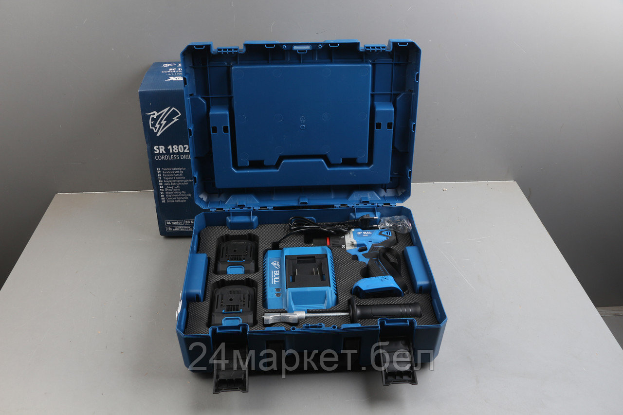 Аккум. дрель-шуруповерт BULL SR 1802 Xcase, XLTpro, БЕСЩЕТ., 18 В, 80 Н*м, 2*4 А*ч, БЗП 13 мм уцен