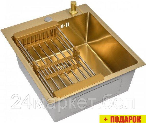 Кухонная мойка Diamond 450*500, коландер, дозатор GOLD DECOR