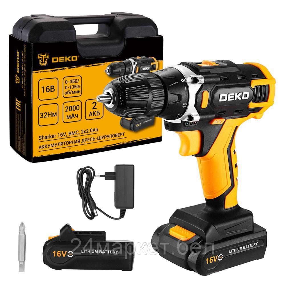Дрель-шуруповерт Deko Sharker 16V 083-1108 (с 2-мя АКБ, кейс)