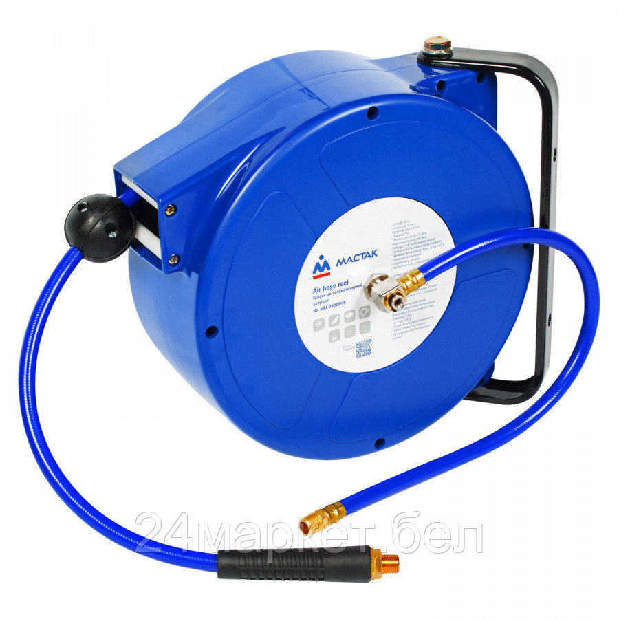 МАСТАК 681-08008HR МАСТАК Шланг на автоматической катушке, полиуретановый 8х12 мм, 8 м, резьба 1/4"