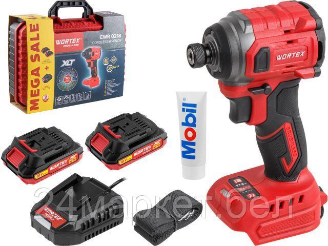 Аккум. ударный гайковерт/винтоверт WORTEX CWR 0218 в чем. XLT 2x2 А*ч, БЕСЩЕТ., 18 В, 220 Н*м (внутр. шестигр. 1/4", вес 0,92 кг) 1329731