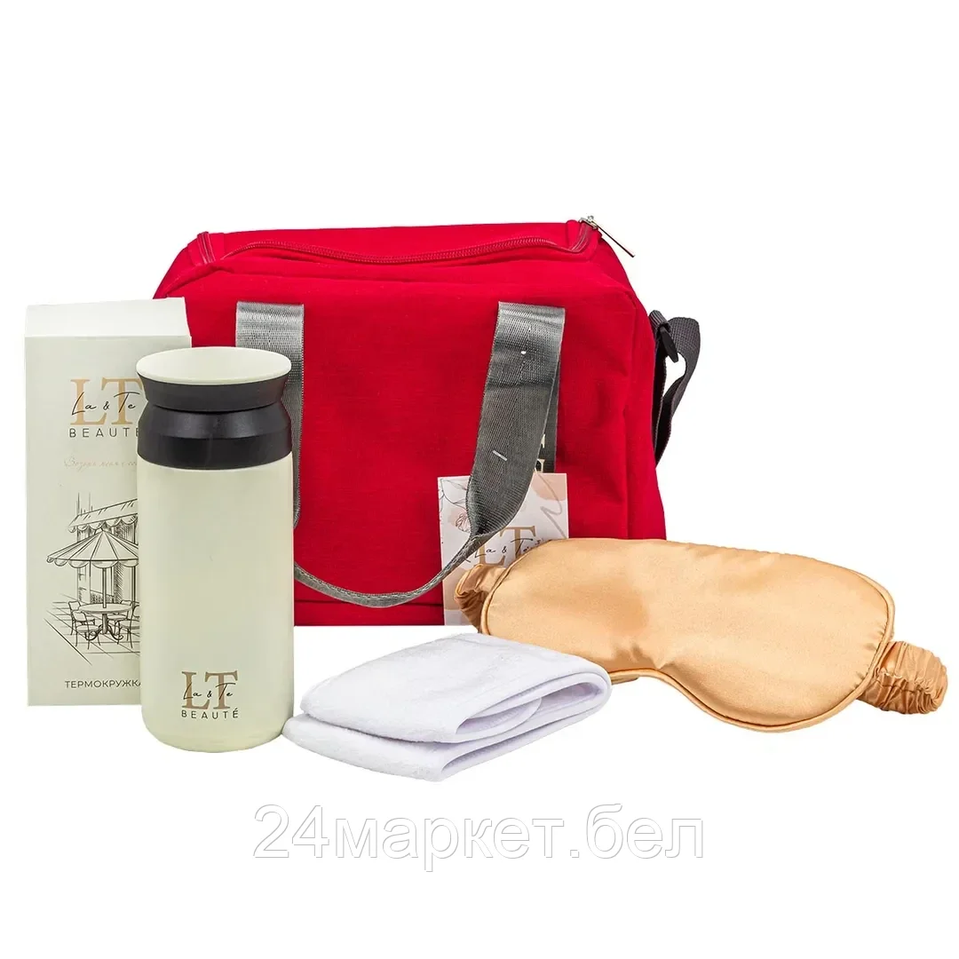 LT-26Bag La and Te beaute Набор(термосумка LT-СB2.термокружка белая.маска для сна.повязка на голову на липучке (белая))