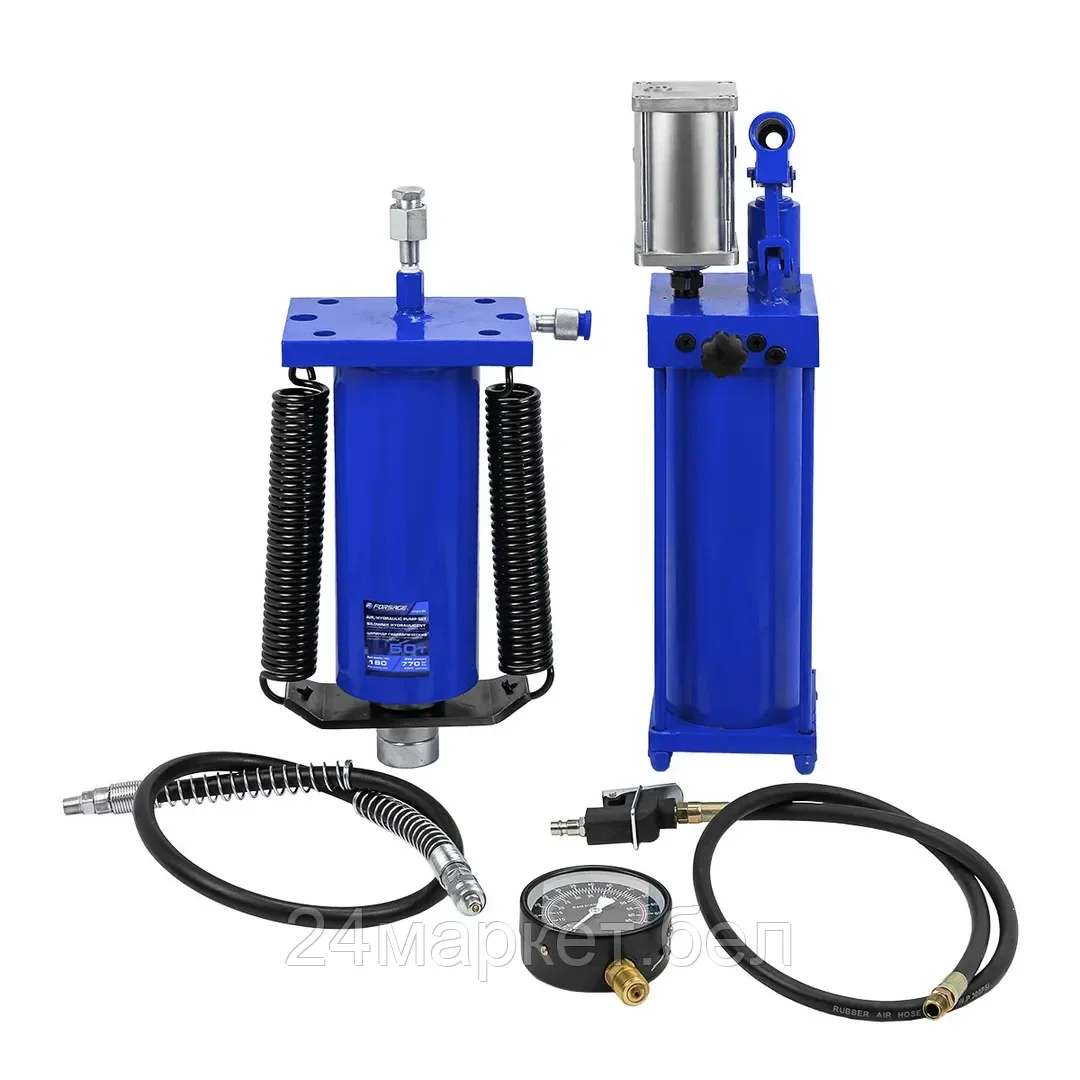 F-0101-3Y( из 2-х частей) Forsage Цилиндр гидравлический для пресса в комплекте со станцией гидравлической и манометром, 50т