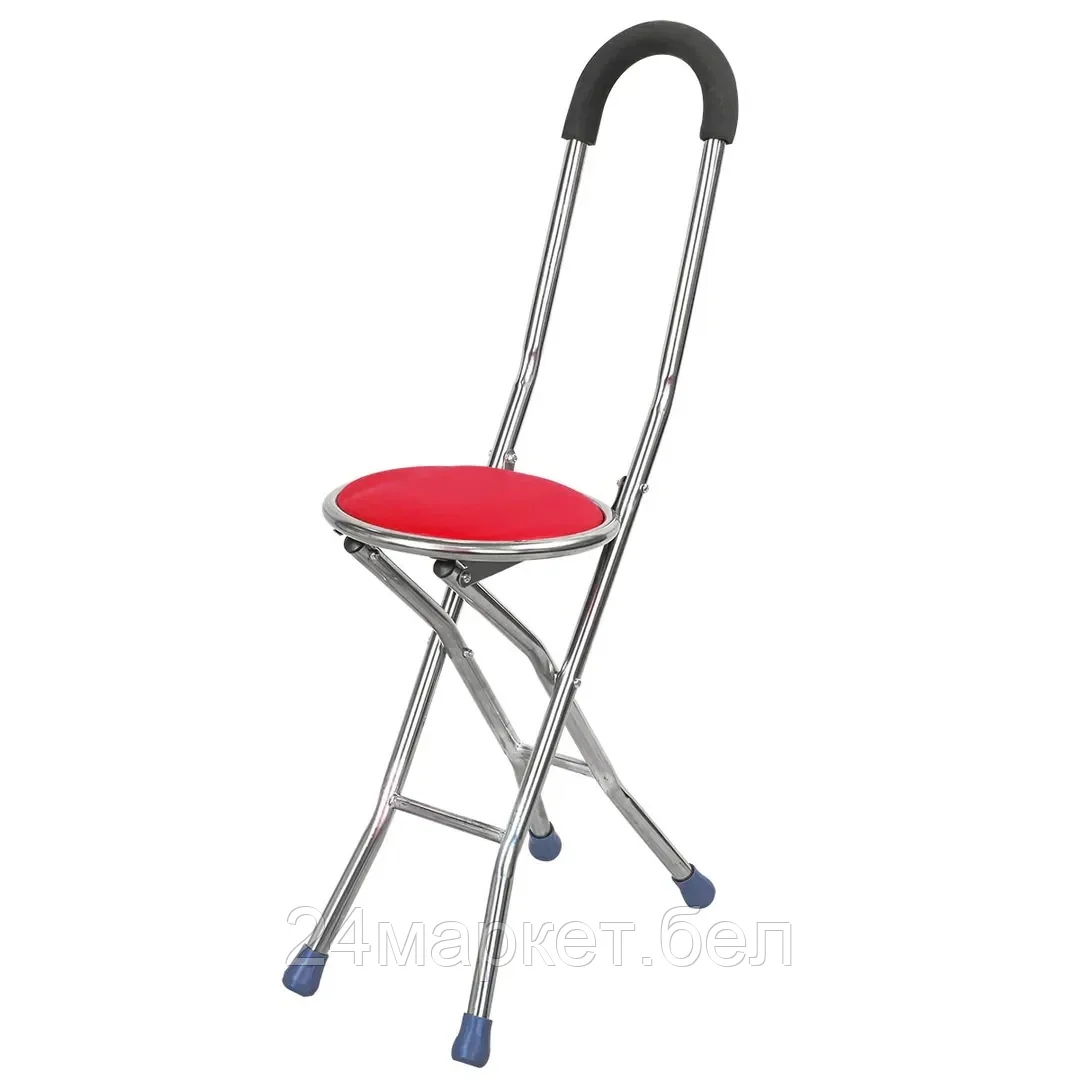 Трость-стул складная 4-х ногая (L трости-850мм, высота посадочного места-420мм, Ø посадочного места-240) ISMA ISMA-4L (черный)