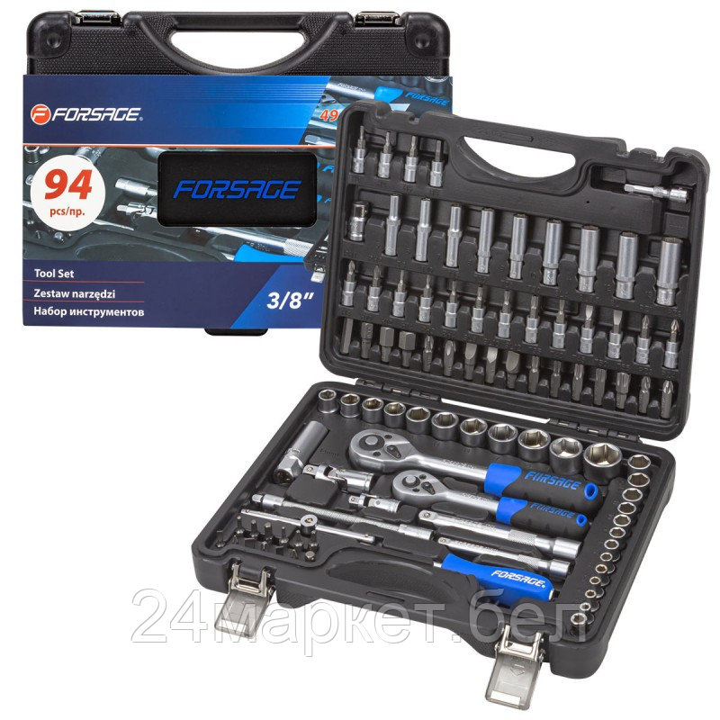 Набор инструментов 94 пр. 1/4" 3/8"(6гр)(4-22мм) Forsage F-4941-5DS-м