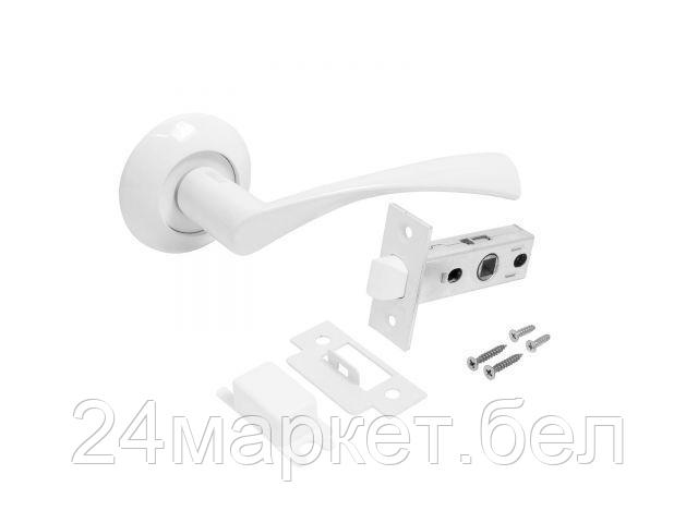 Комплект ручка и защелка АЛЛЮР АРТ "ОСКАР" W+L45-8 W (13110/S45) матовый белый  (20) (компл) (УЗК) 14675