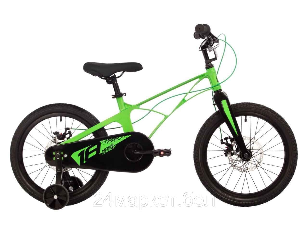 Велосипед NOVATRACK 18" Blast. Магнезиевая рама, зелёный, полная защ.цепи, диск.тормоз, короткие крылья, 185MBLASTD.GN4