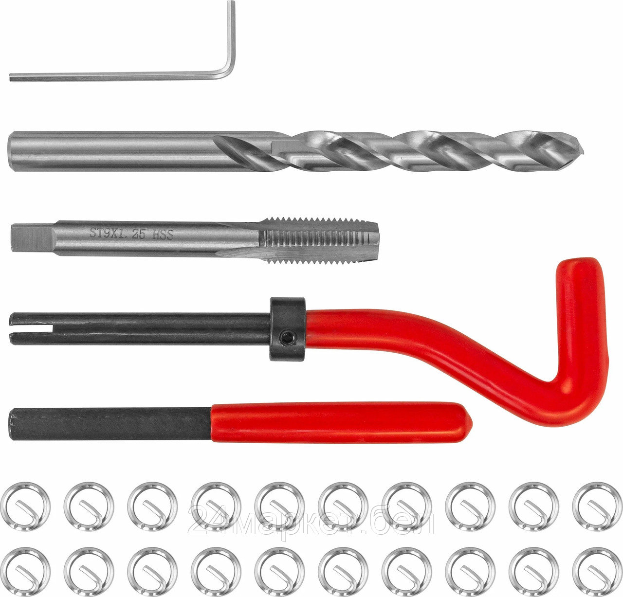 Thorvik TRIS9125 TRIS9125 Набор для восстановления резьбы M9x1.25, 25 предметов