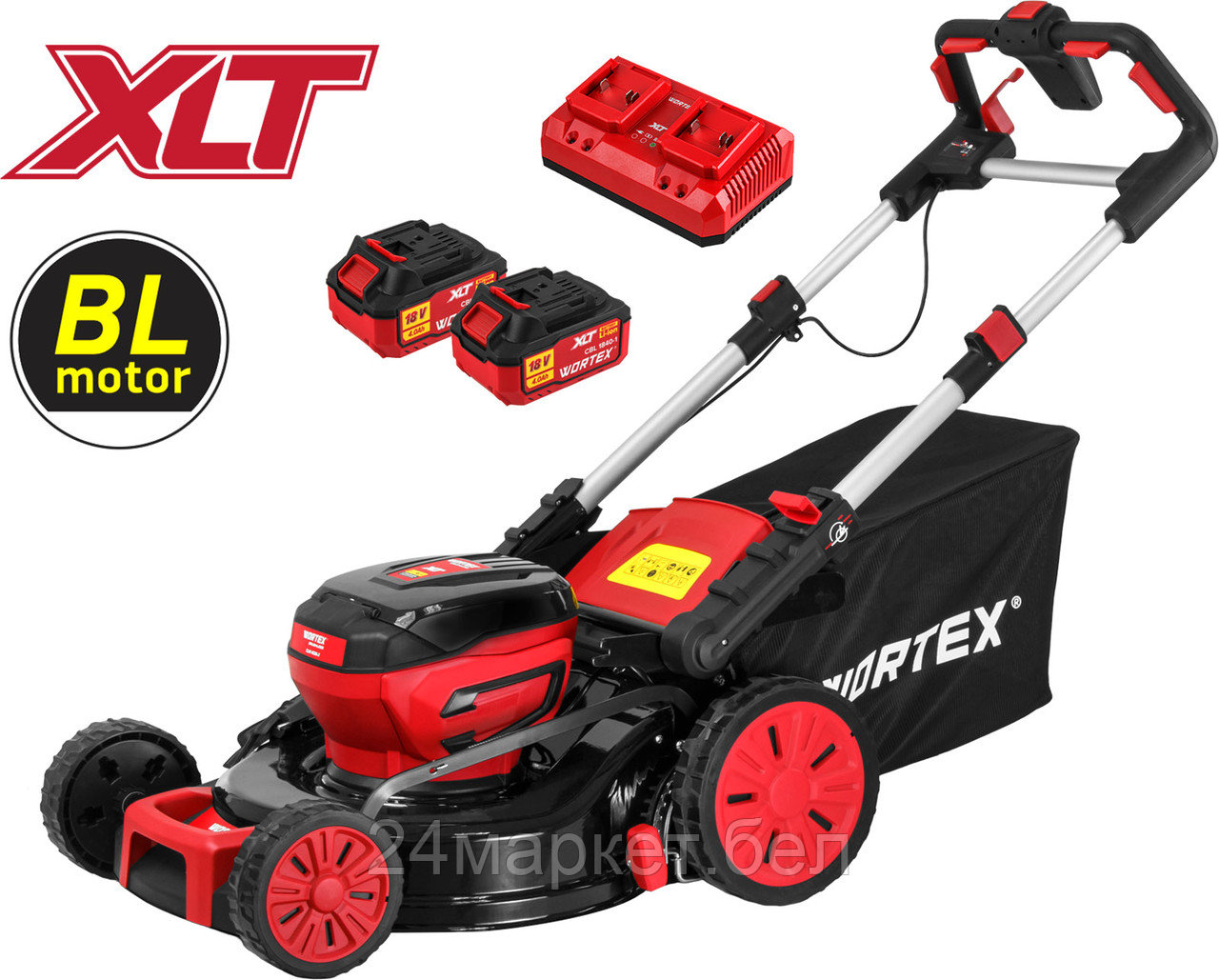 Газонокосилка аккумуляторная WORTEX CLM 4536-2 в кор. XLT SET БЕСЩЁТ.ДВИГ., САМОХОД., 18В+18В