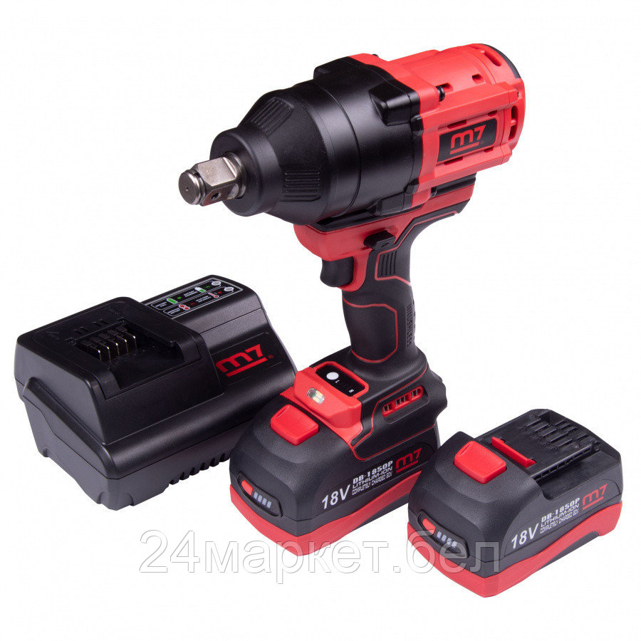 MIGHTY SEVEN DW-601A MIGHTY SEVEN Гайковерт аккумуляторный ударный 3/4", 1900 Нм, 18 В, 4 предмета, кейс