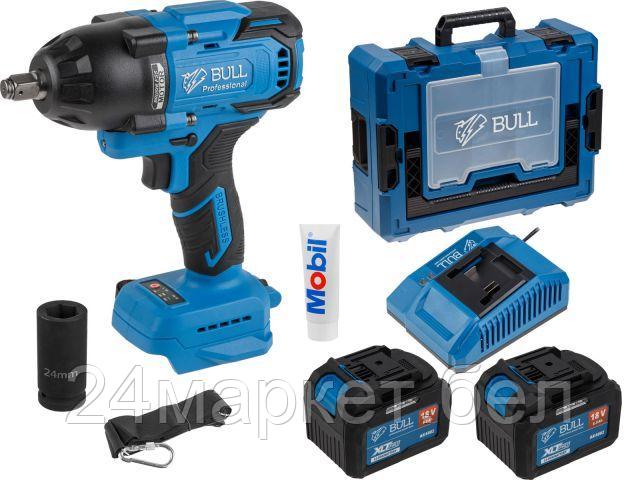 Аккум. ударный гайковерт BULL SC 1807 Xcase, XLTpro, БЕСЩЕТ., 18 В, 750 Н*м, 1/2", 2х6 А*ч, з/у 6 А (вес 2,24 кг) 1329724