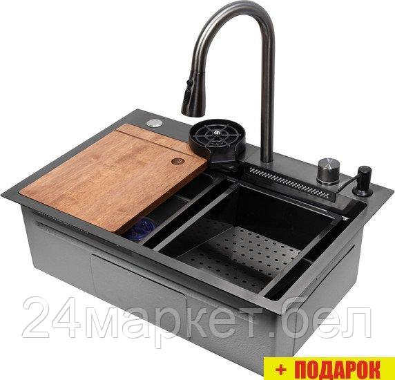 Кухонная мойка ARFEKA ECO AR 680*450 Black PVD Nano