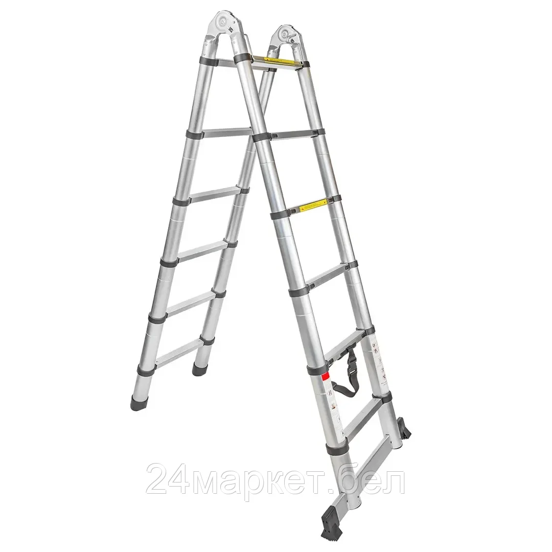 Лестница-стремянка телескопическая алюм. бытовая 1.9+1.9м (6+6 ступ.) Forsage F-UP190-M