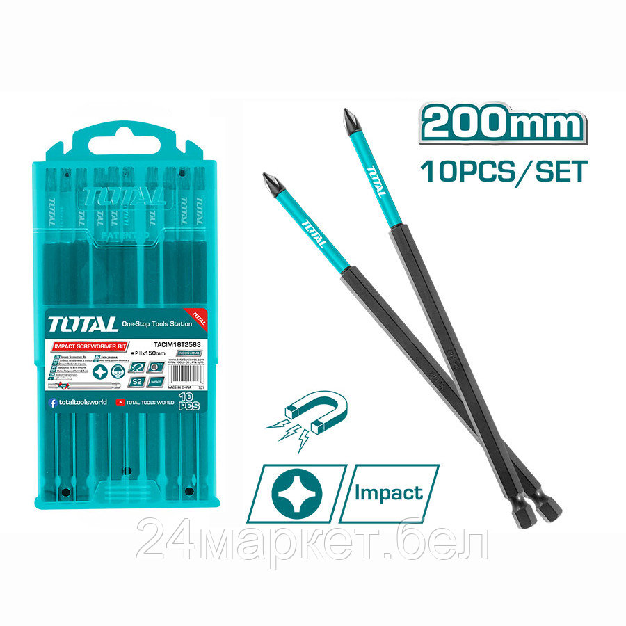 Бита ударная PH1 200 мм TOTAL TACIM16PH183 (10 шт) TACIM16PH183