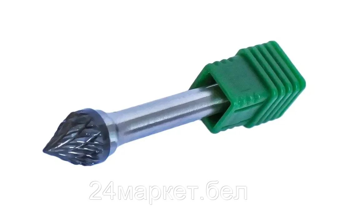 Шарошка коническая "пика" вытянутая по металлу(Ø 16мм,Ø хвостовика 6мм),в пластиковом футляре Rock FORCE RF-617J1613