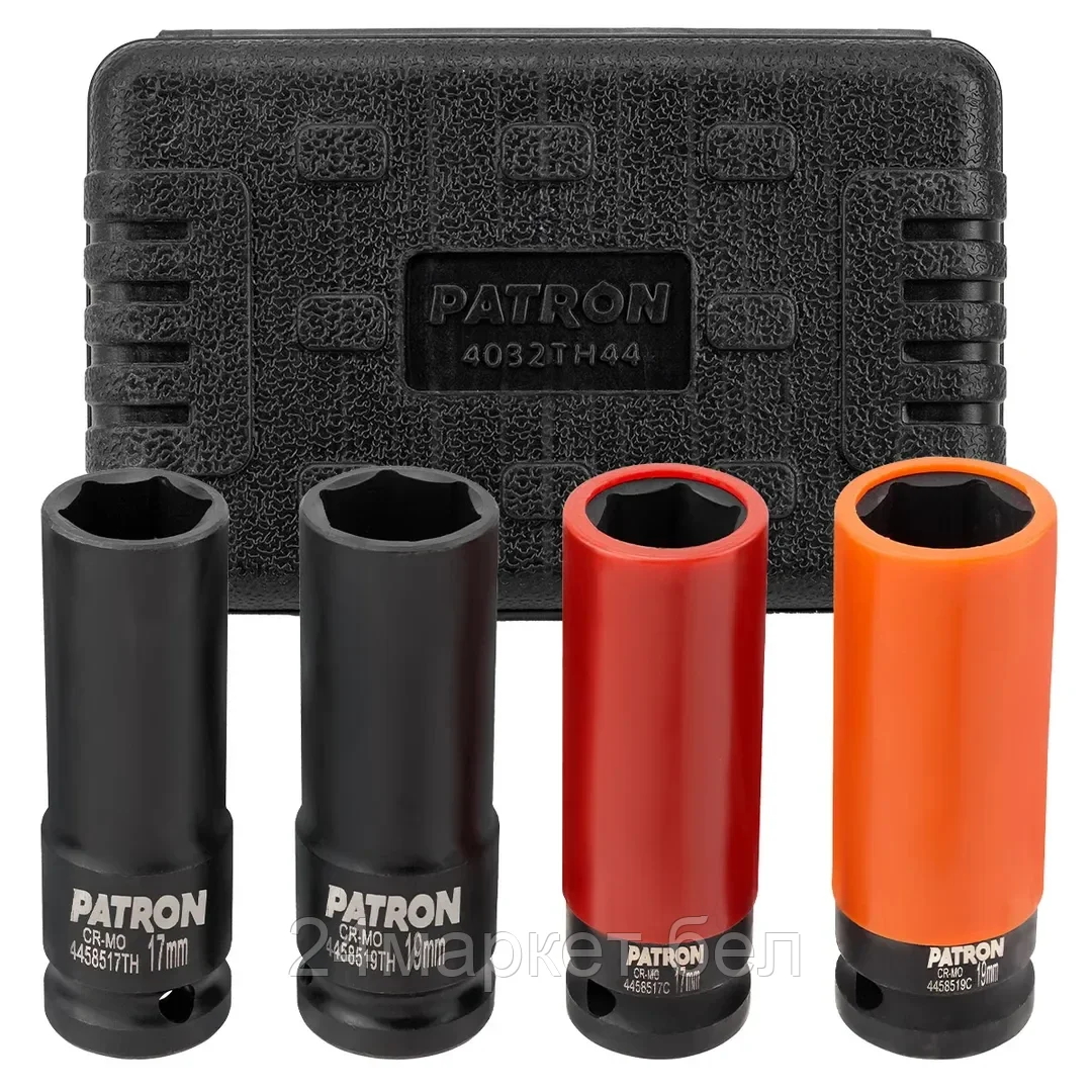 P-4032TH44 Набор головок ударных тонкостенных 4пр. 1/2" 6гр PATRON
