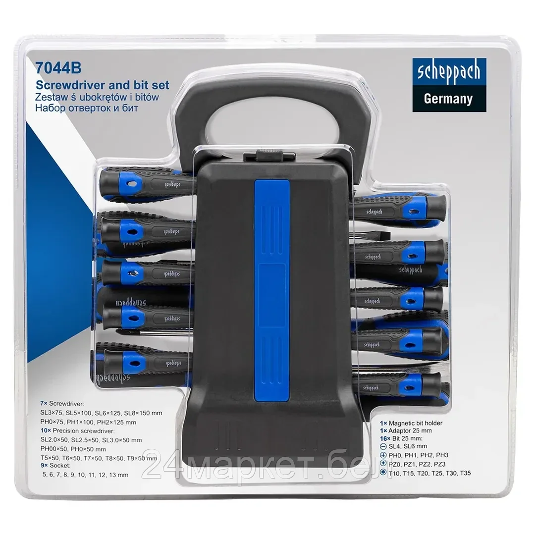 Sch-7044B Отвертки в комплекте с битами, набор 44пр. Scheppach
