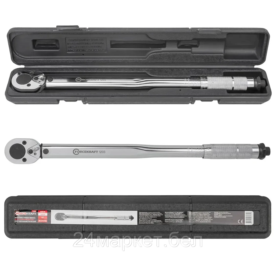 Ключ динамометрический щелчкового типа "Profi" 28-210Нм 1/2'',в пластиковом футляре (Taiwan) FORCEKRAFT FK-1203