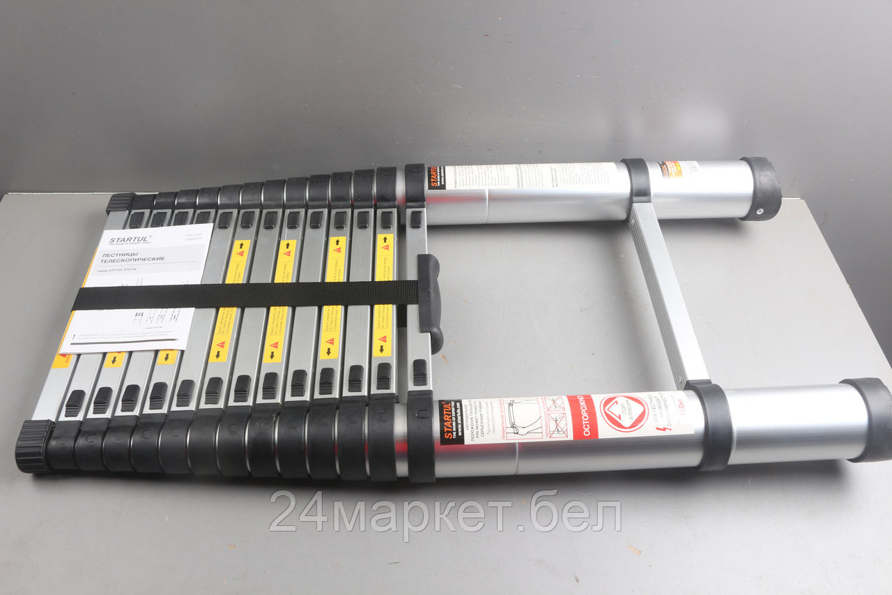 Лестница телескопическая 1-секц. алюм. 440см, 15 ступ. 12,1кг STARTUL (ST9734-044) уцененный (0608