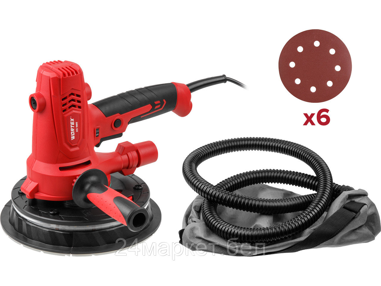 Шлифмашина для стен и потолков WORTEX DG 1885 в кор. 800 Вт, 180 мм, LED, 1200-2300 об/мин