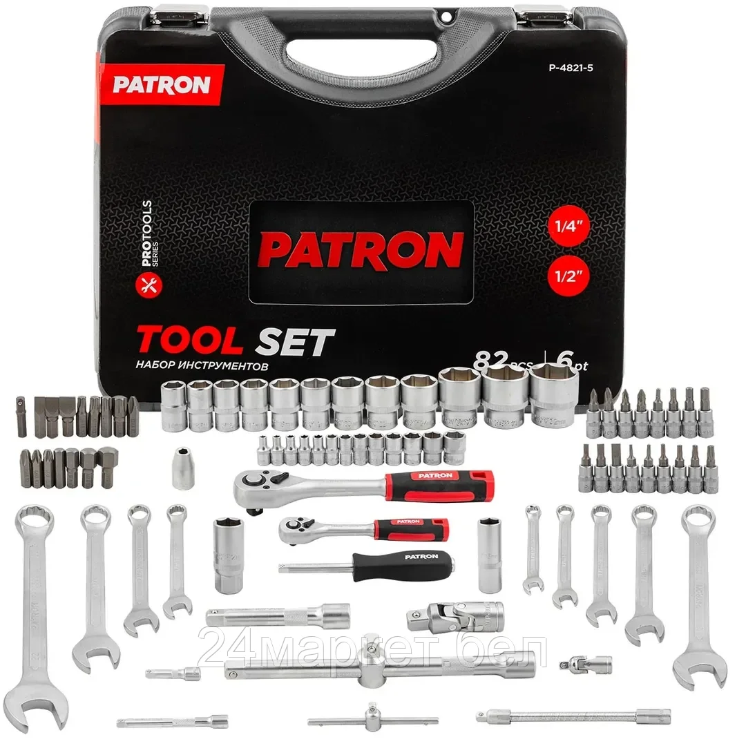 Набор трещотка с головками и битами Patron P-4821-5 (82 предмета)