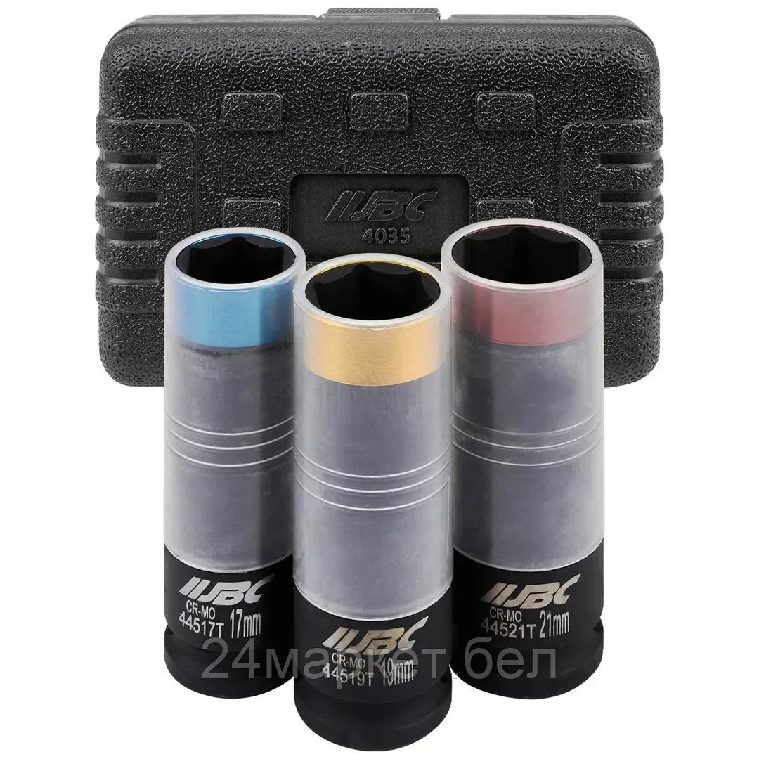 JBC-4035 Набор головок ударных глубоких тонкостенных в защитном кожухе 3пр. 1/2"(6-гр.) JBC