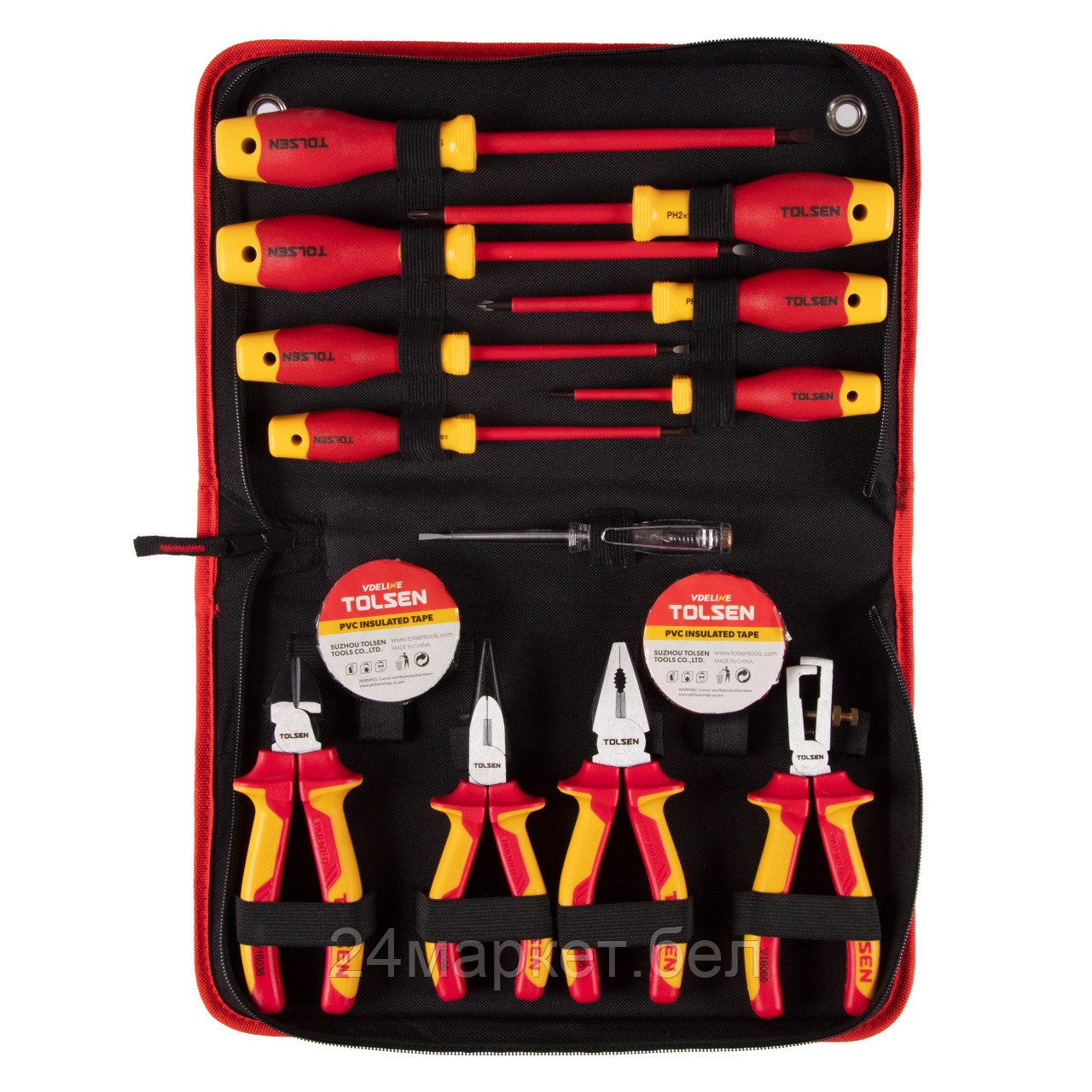 TOLSEN TTV80114 TOLSEN Набор инструментов диэлектрических, 14 предметов, в футляре на молнии