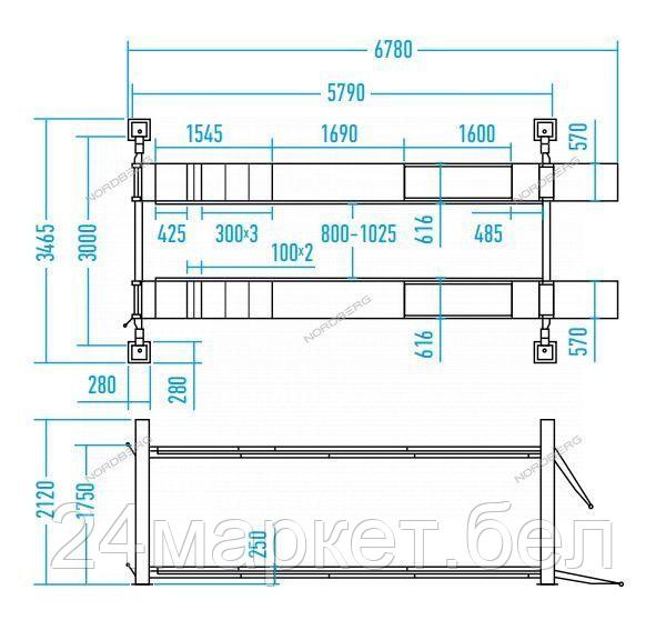 NORDBERG 4450J Подъемник 380V 4х стоечный 5т, c ручной траверсой 3т, 380В (Серый)