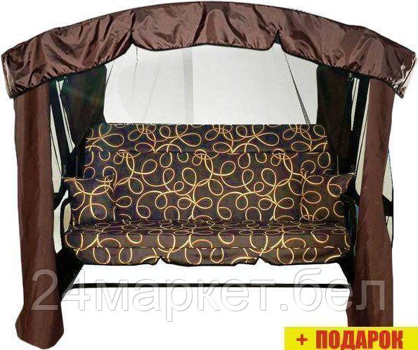 Садовые качели МебельСад Ранго (золотая лента, коричневый)