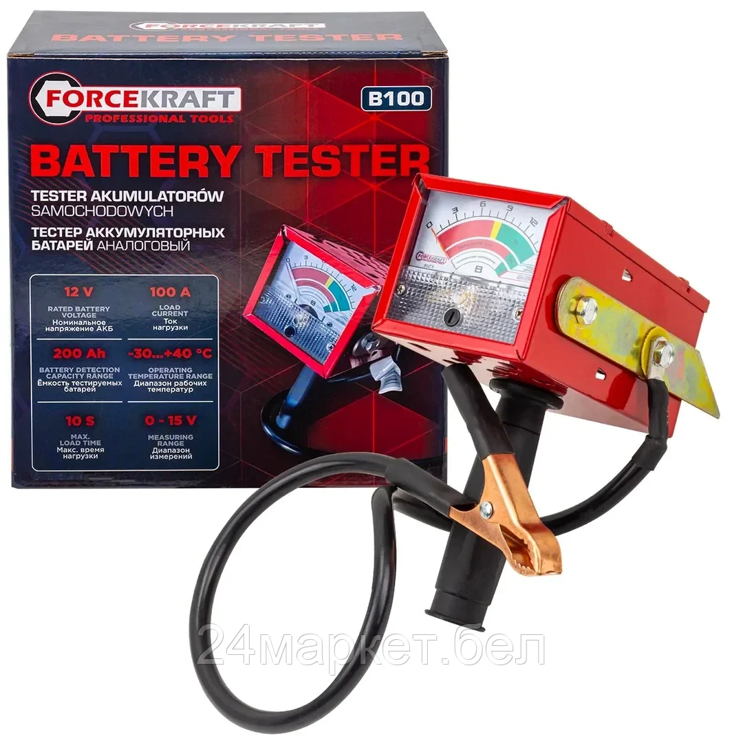 FK-B100 Тестер аккумуляторных батарей аналоговый (12V, 100А) FORCEKRAFT