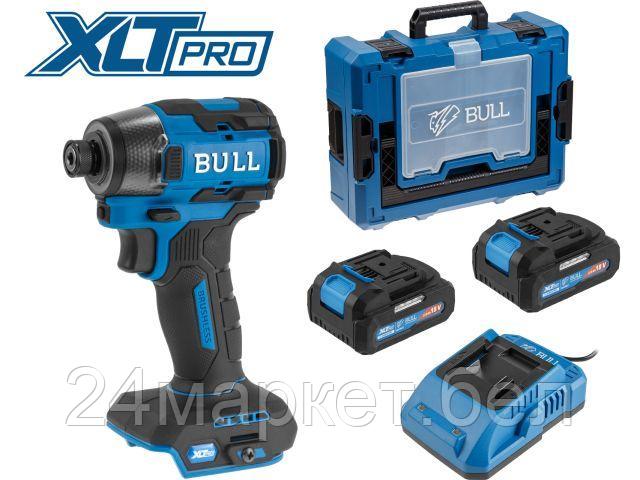 Аккум. ударный гайковерт/винтоверт BULL CID 2218 Xcase, XLTpro, SET, БЕСЩЕТ., 18 В, 220 Н*м, 2х4 А*ч (LED 360°, 8 режимов работы, память режима, защита от перегрузки/перегрева) 1329954