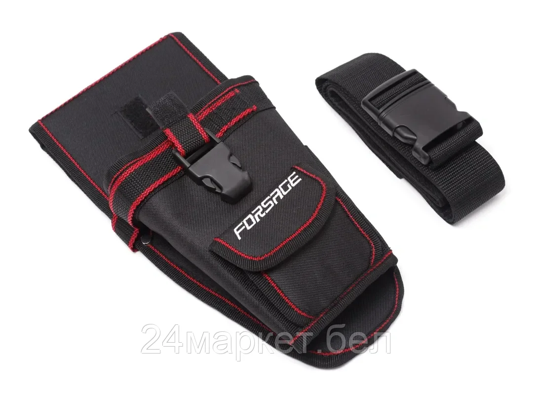 FORSAGE Сумка для инструментов поясная типа "кобура" (два кармана + ячейки для бит) Forsage F-02R063