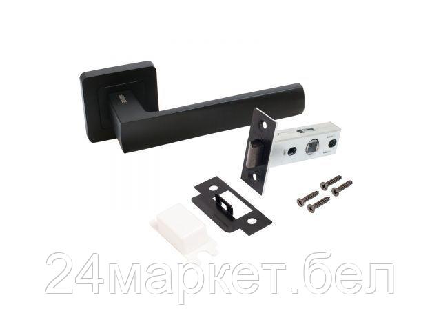 Комплект ручка и защелка АЛЛЮР АРТ "КОЛОМБО"  BL+L45-8 BL (23150/S45) матовый черный  (20) (компл) (УЗК) 15200
