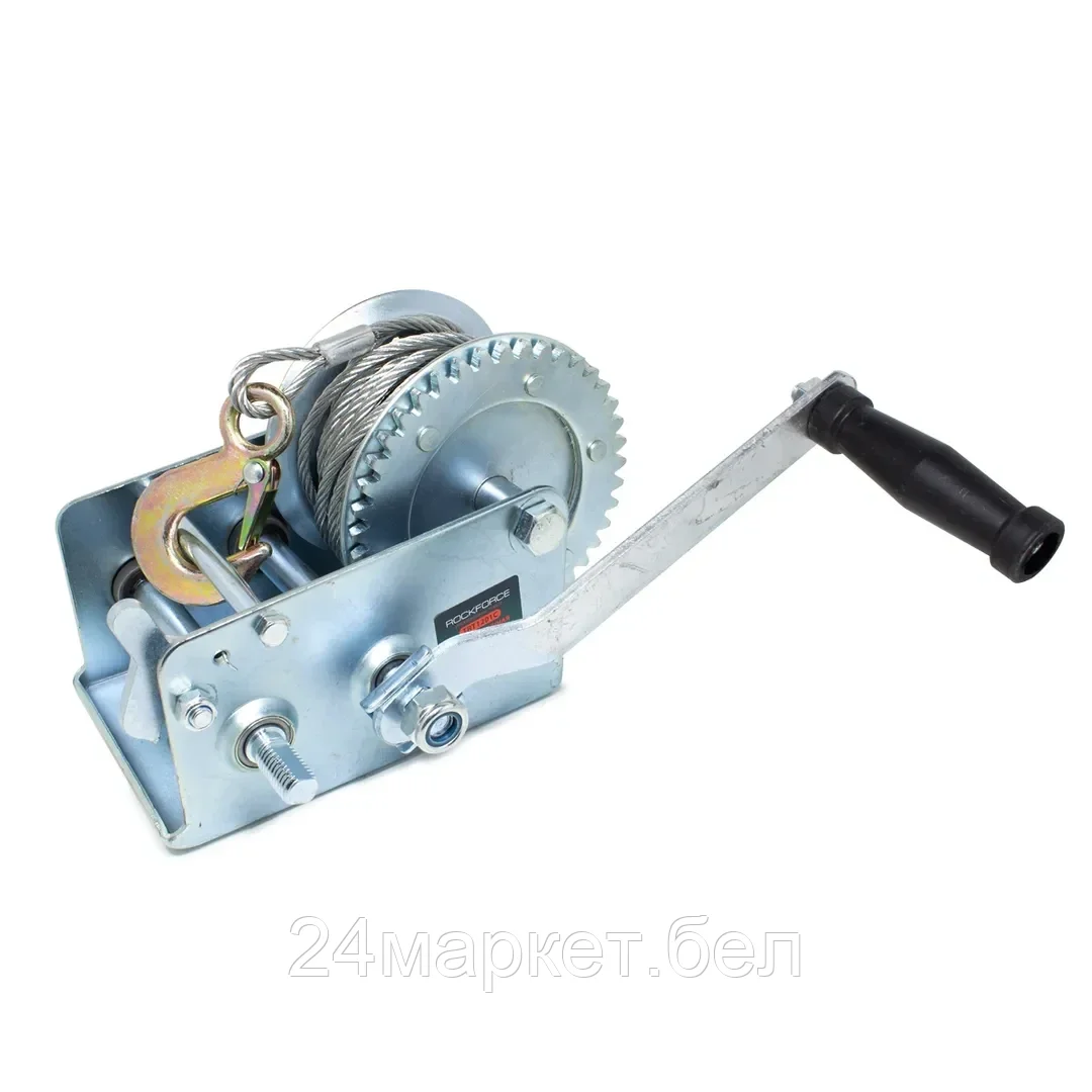 Rock FORCE Лебедка ручная барабанная двухскоростная, 900кг(стальной трос, диаметр троса-5мм, длина троса-10м ) Rock FORCE RF-TRT1201C