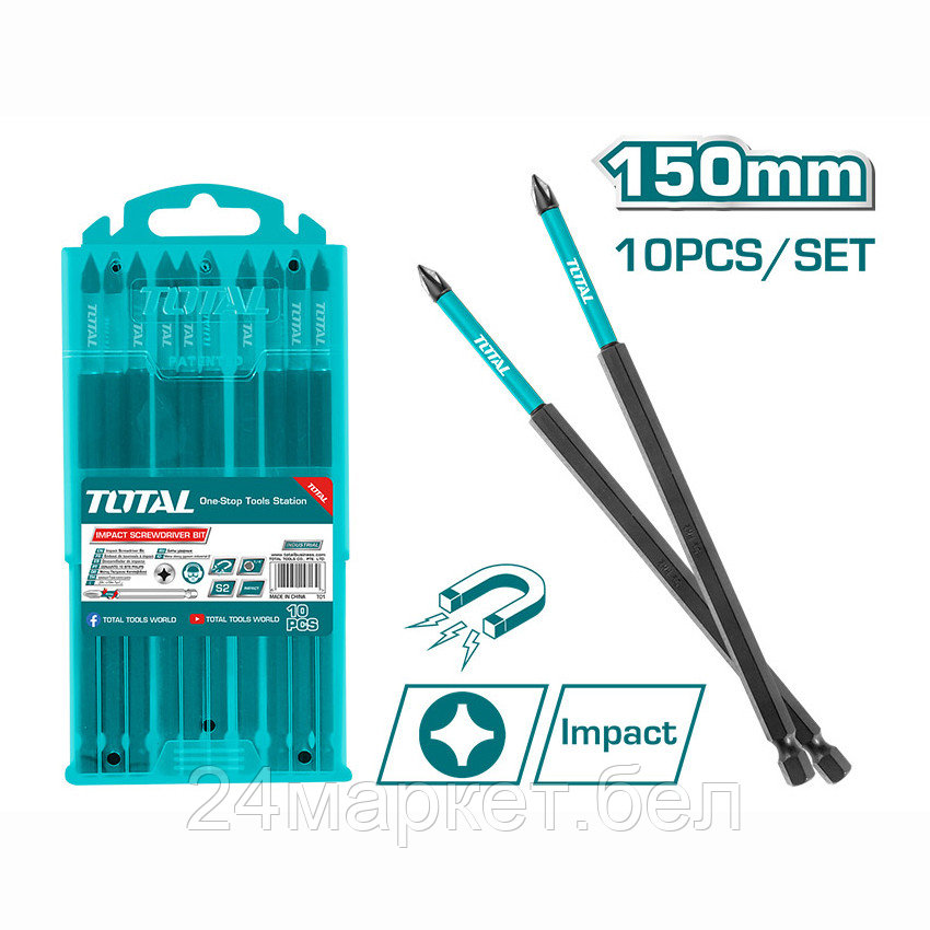 Бита ударная PH1 150 мм TOTAL TACIM16PH163 (10 шт) TACIM16PH163