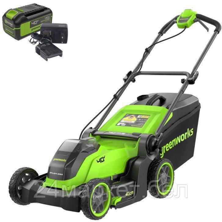 Газонокосилка Greenworks GD40LM411K4 2521007UB (с 1-им АКБ)