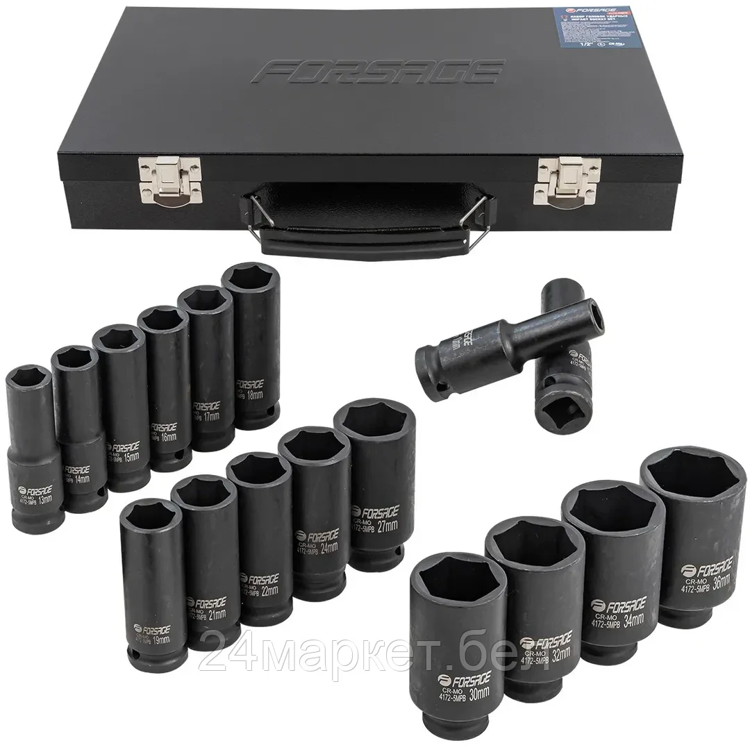 Набор инструментов ударных 1/2", 6гр. 17пр. Forsage F-4172-5MPB