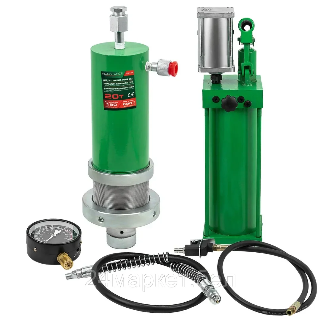 RF-0101-3W RockFORCE Цилиндр гидравлический для пресса в комплекте со станцией гидравлической и манометром, 20т