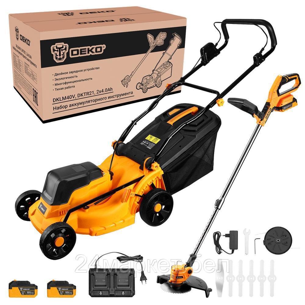Deko DKLM40V и DKTR21 081-2035 (газонокосилка, триммер, 2 АКБ)