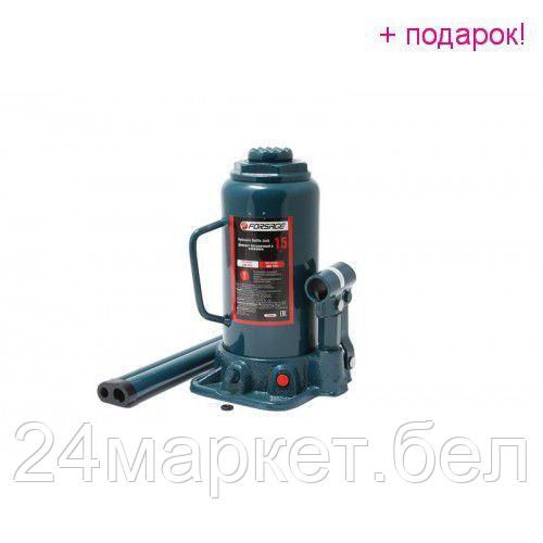 FORSAGE Домкрат бутылочный 15т с клапаном (высота подхвата-205мм, высота подъема-390мм) Forsage F-T91504