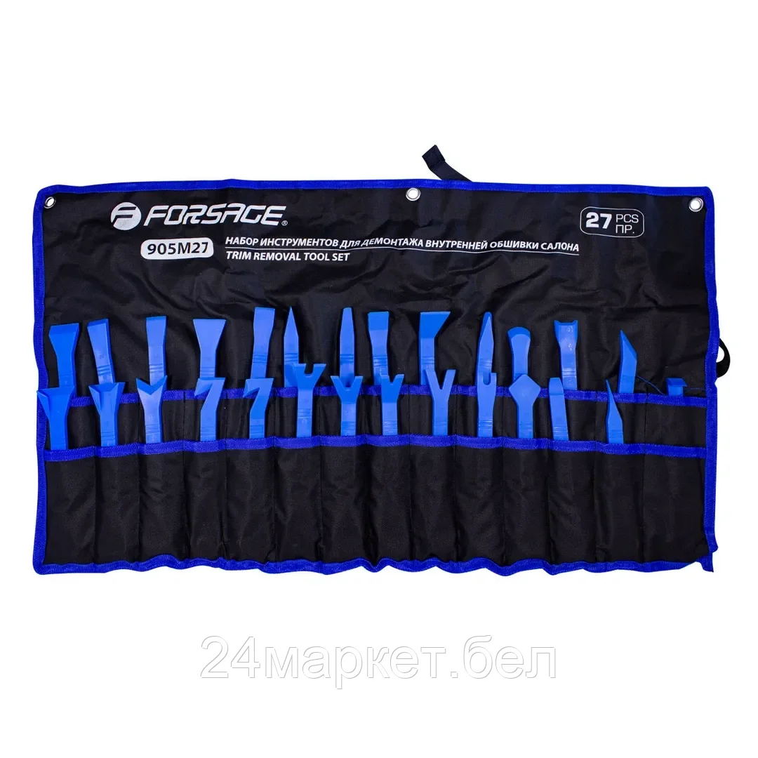 Набор приспособлений для демонтажа внутренней обшивки салона 27пр., на полотне Forsage F-905M27