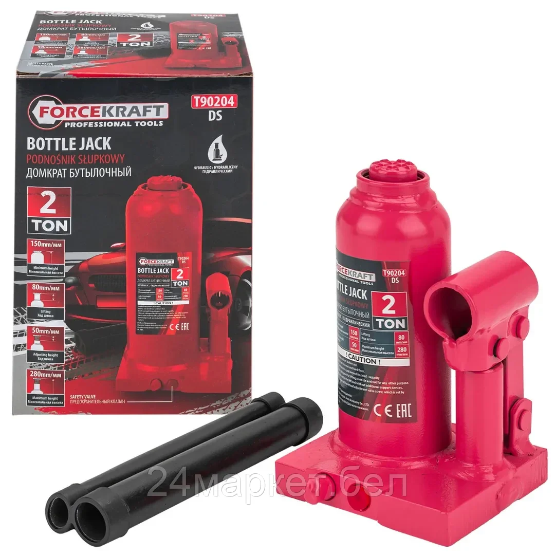 Бутылочный домкрат ForceKraft FK-T90204 2т