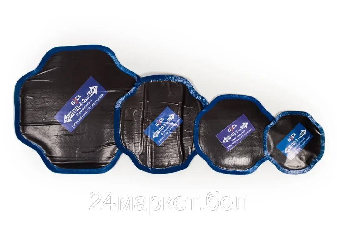 БХЗ Пластырь ПД-8 (Пластырь диагон., угол между слоями корда 90 для ремонта диагон. шин грузовых, легковых авто., с/х техники) 345x345 мм,6 сл.корда) БХЗ ПД-8