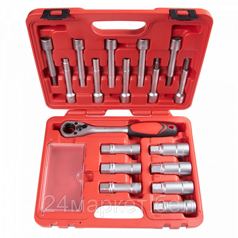 МАСТАК 100-10018C МАСТАК Набор торцевых головок и насадок для обслуживания амортизационных стоек, кейс, 18 предметов