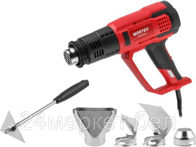 Термовоздуходувка WORTEX HG 6122 T в кор. + набор сопл 2000 Вт, 3 режима., 60-600 °С (ступенчатая. рег., 300, 500 л/мин) 1334741