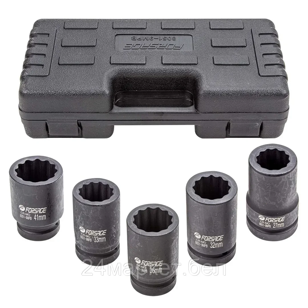 Набор головок ударных глубоких 1" 5пр. (12гр.) Forsage F-8051-9MPB