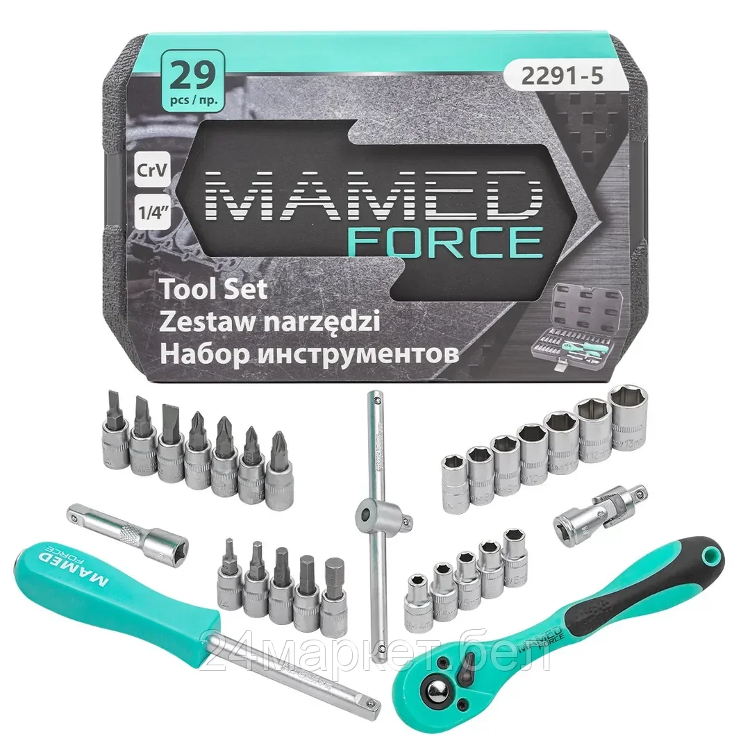 Набор инструментов PROFI 29пр. 1/4"(6гр)(4-13мм) MAMEDFORCE MF-2291-5