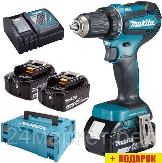 Дрель-шуруповерт Makita DDF485RF3J (с 3-мя АКБ, кейс)
